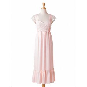 Cottagecore Pink Swiss Dot Lace Maxi Dress Prairie Regencycore Garden Party Size